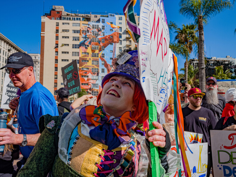 4/5/25 - Los Angeles, Calif: Downtown Los Angeles protestors show a range of emotions from smiles, frustration, anger about the Trump administration on April 5.
Photo Credit: Justin Enriquez