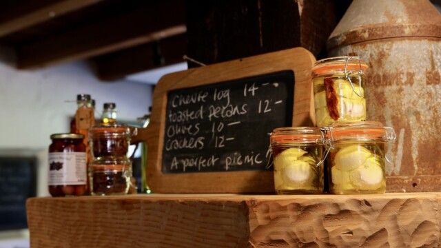 Within the shop of Harley Farms, a number of farm produced pantry goods are available for purchase. Nuts, olive oil, soap, goods made with goat cheese and many more are available upon seasonal rotation. Photo credit: Julia Goldman